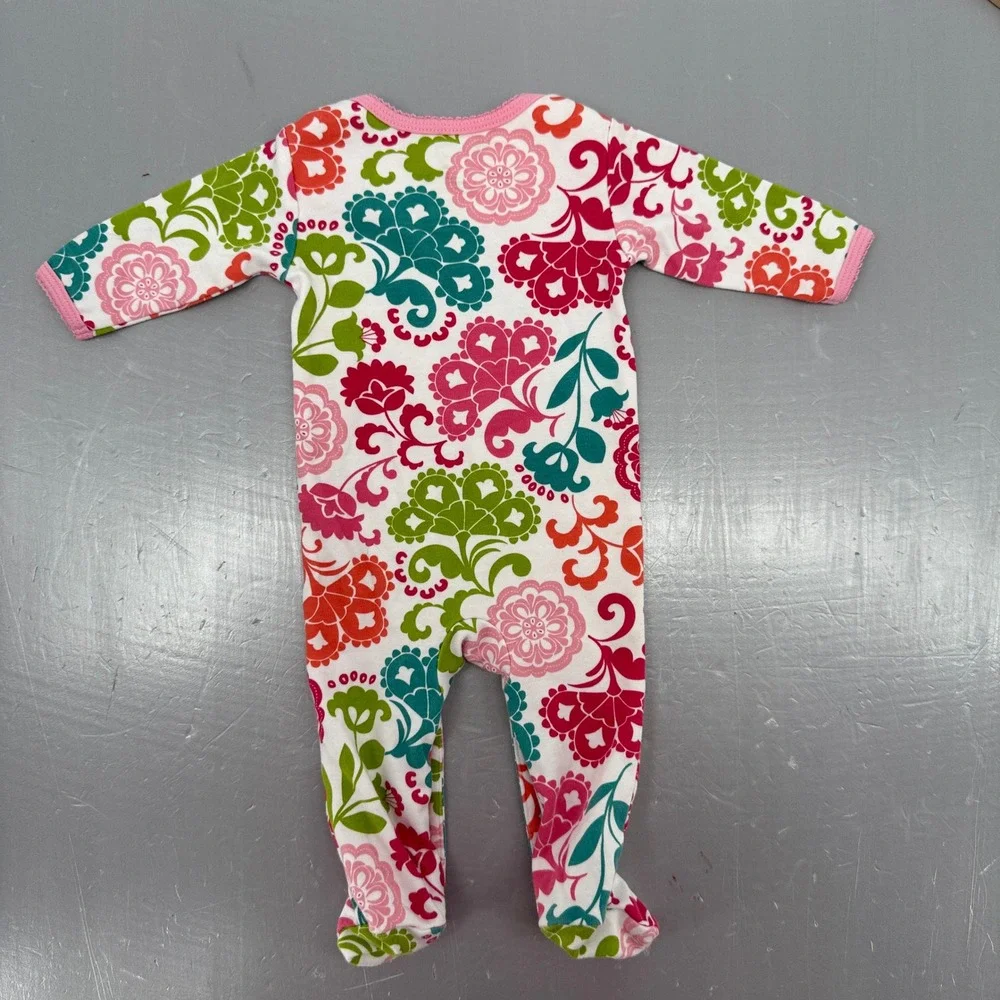 Vera Bradley Baby Floral Footed Sleeper Pink Green White 0-3 Months Cotton‎